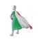 Superhero 3d render with italy nation cape