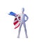 Superhero 3d render with united states nation cape