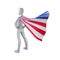 Superhero 3d render with united states nation cape