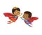 Superhero African Friend Character Couple Vector. Happy Boy and Girl wear Funny Costume for Kindergarten Carnival Party