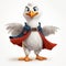 Superhero Albatross: Playful Cartoon Bird With Red Cape And Blue Pants