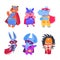 Superhero animals. Baby superheroes vector characters set