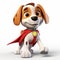 Superhero Beagle Cartoon Character In Red Cape And Vest