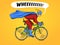 Superhero on a bicycle comic book vector