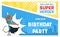Superhero Birthday Party Banner Template, Cute Funny Mouse in Superhero Costume and Mask, Birthday Invitation, Card