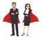 Superhero business man and woman