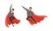 Superhero Business People in Red Capes in Action Set, Successful Businessmen Characters, Leadership and Victory Concept