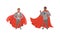Superhero Businessmen in Red Capes Set, Successful Business People, Leadership, Victory Concept Cartoon Vector