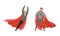 Superhero Businessmen in Red Capes Striving for Success Set, Leadership, Victory Concept Cartoon Vector Illustration