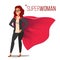 Superhero Businesswoman And Businessman Character Vector. Red Cape. Successful Business Woman And Man Standing And