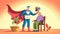 Superhero Caregiver and Elderly Person