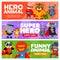 Superhero cartoon animals, super hero capes, masks
