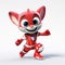 Superhero Cartoon Cat Running In Red Suit - Robotics Kids Style