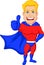 Superhero cartoon with thumb up