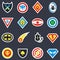 Superhero color vector badges, emblems, logos