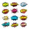 Superhero comic book bubbles set, cool blast and crash sound effect