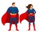 Superhero Couple of Flat Superman and Superwoman