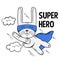Superhero cute white rabbit design