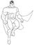 Superhero Flying 5 Line Art