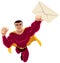 Superhero Flying Envelope on White Background