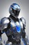 Superhero in full body armor, fantasy futuristic image of future soldier in shiny metal suit. Generative Ai