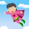 Superhero Girl Flying in the Sky