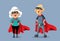 Superhero Grandparents Vector Cartoon Illustration