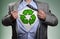 Superhero green eco businessman