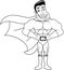 Superhero Hands Hip Coloring Page Isolated