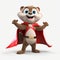 Superhero Happy Otter Cartoon Character - Full Body Scout