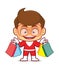 Superhero holding shopping bags