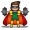 Superhero illustration lifts barbell iron