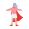 Superhero Kid, Cute Brave Boy in Red Cape Standing with Outctrethed Hands Vector Illustration