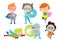 Superhero kids boys and girls cartoon vector