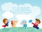 Superhero kids at playground, superhero kids playing outside, Template for advertising brochure,your text,Vector Illustration