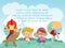 Superhero kids playing outside, Template for advertising brochure,your text, child and frame,Vector Illustration