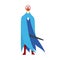 Superhero king actions icon in cartoon colored style jump pose in blue raincoat vector illustration.