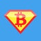 Superhero logo. Crypto currency bitcoin.