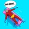 Superhero lying on air mattress comic vector