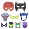 Superhero mask set icons in cartoon style. Big collection of superhero mask vector symbol stock illustration