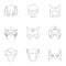 Superhero mask set icons in outline style. Big collection of superhero mask vector symbol stock illustration