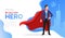 Superhero, motivate poster with businessman in red cloak, success, business achievement, promotion, leadership and