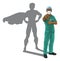 Superhero Nurse Doctor with Super Hero Shadow