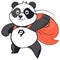 Superhero panda with a cape and a red cloak vector illustration Generative AI