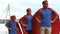 Superhero parents and kid ready for adventure, family support and togetherness