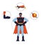 Superhero person archetype flat line concept vector hero illustration