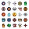 Superhero pixel perfect color line icons