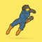 Superhero running action, Cartoon superhero