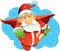 Superhero Santa Claus Bringing Presents in Winter Holiday