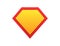 Superhero shield. Comic superman symbol. Guard icon in yellow and red gradient colors. Protection emblem. Super hero template with